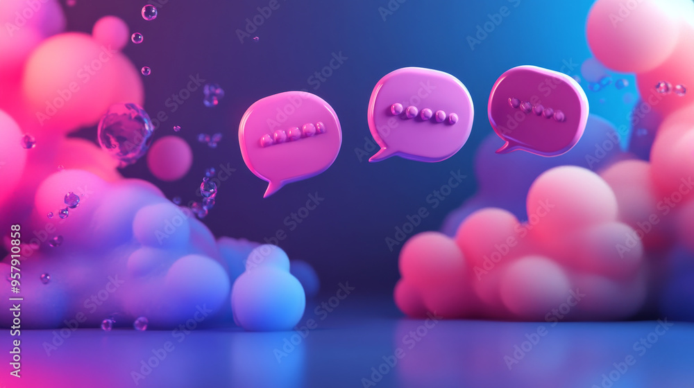 Aufkleber a sleek 3d render of a bubble chat or talk bar with a notification feature, designed for a social me