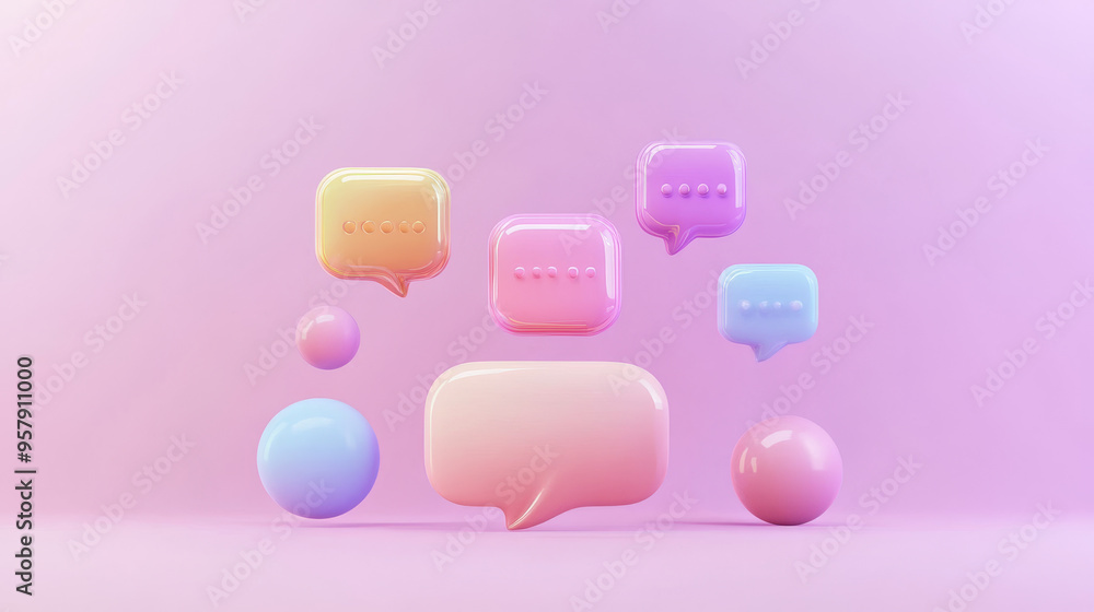 Aufkleber a sleek 3d render of a bubble chat or talk bar with a notification feature, designed for a social me