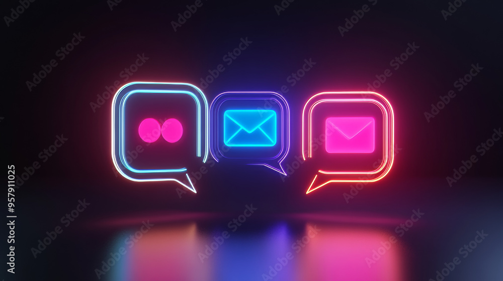 Poster a sleek 3d render of a bubble chat or talk bar with a notification feature, designed for a social me