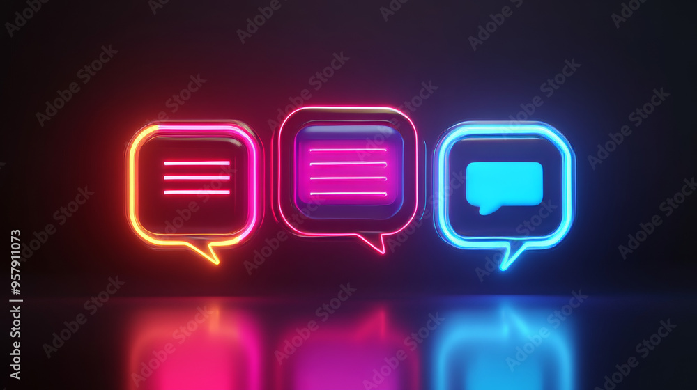 Aufkleber a sleek 3d render of a bubble chat or talk bar with a notification feature, designed for a social me