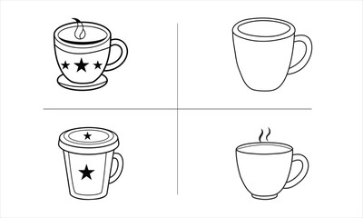 line art coffee cup set illustrator or vector