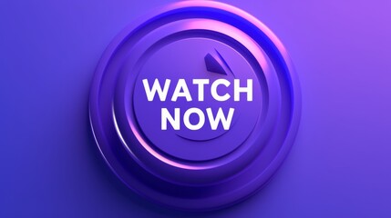 Vibrant Purple 'WATCH NOW' Button with White Font and Arrow, Centered on a Dark Blue Background for Video Streaming Service Page Design