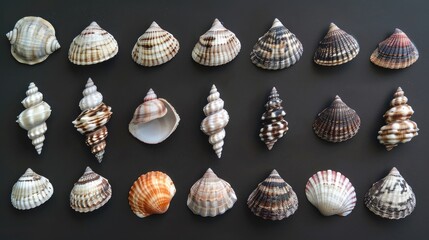 Sea shells against dark backdrop