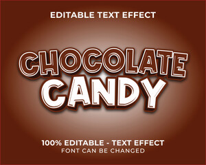 Editable text effect chocolate candy 3D text effect with chocolate background
