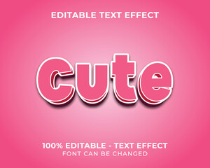 Editable text effect cute 3D text effect with pink background