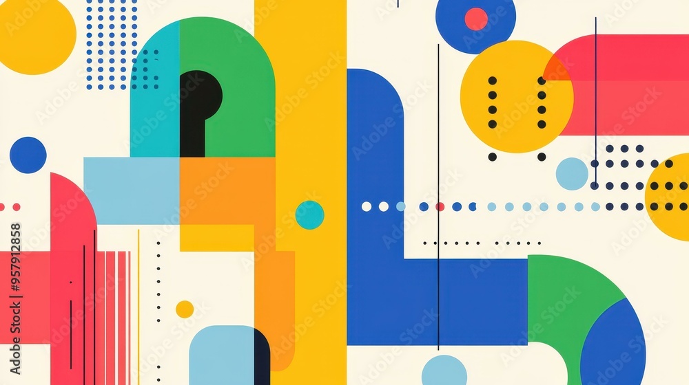 Poster this vibrant abstract design showcases bold colors and dynamic patterns for a lively touch in your c