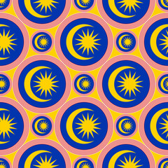 malaysia flag circle pattern. moon and star background. vector illustration