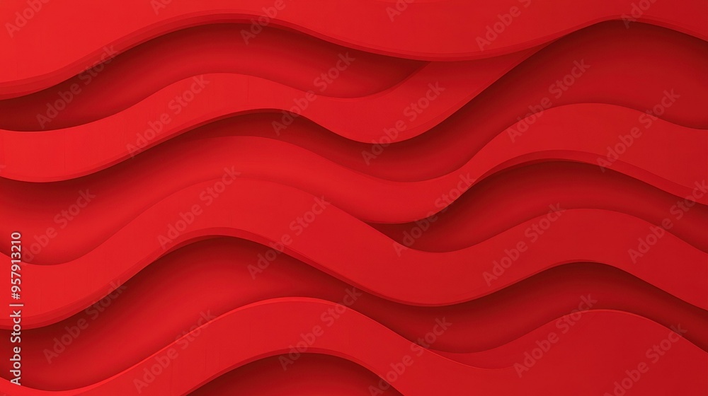 Poster bold red banner design with fluid wave patterns and depth, perfect for an eyecatching and modern pro