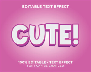Editable text effect cute 3D text effect with pink background