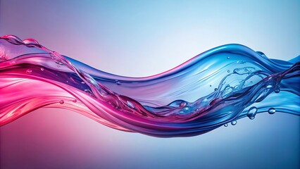 An abstract pink and blue wave of liquid flowing against a serene background