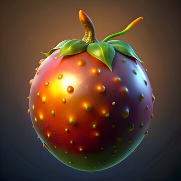 A vibrant. 3D rendered pitomba fruit. bursting with color and detail.