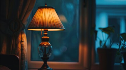 Selective focus on darkened lamp