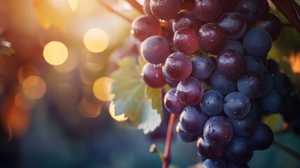 Selective focus on wine grapes for food background