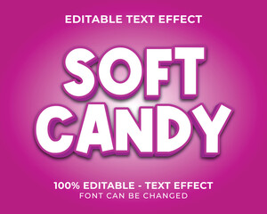 Editable text effect soft candy 3D text effect with pink background
