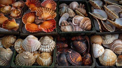 Shellfish Variety at the Fish Market