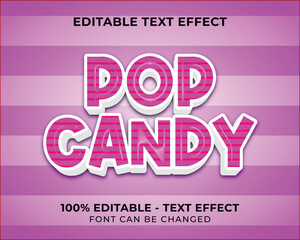Editable text effect pop candy 3D text effect with pink background