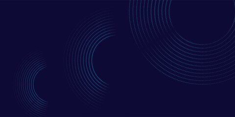 Abstract blue glowing geometric lines on dark blue background. Modern shiny blue circle lines pattern. Futuristic technology concept