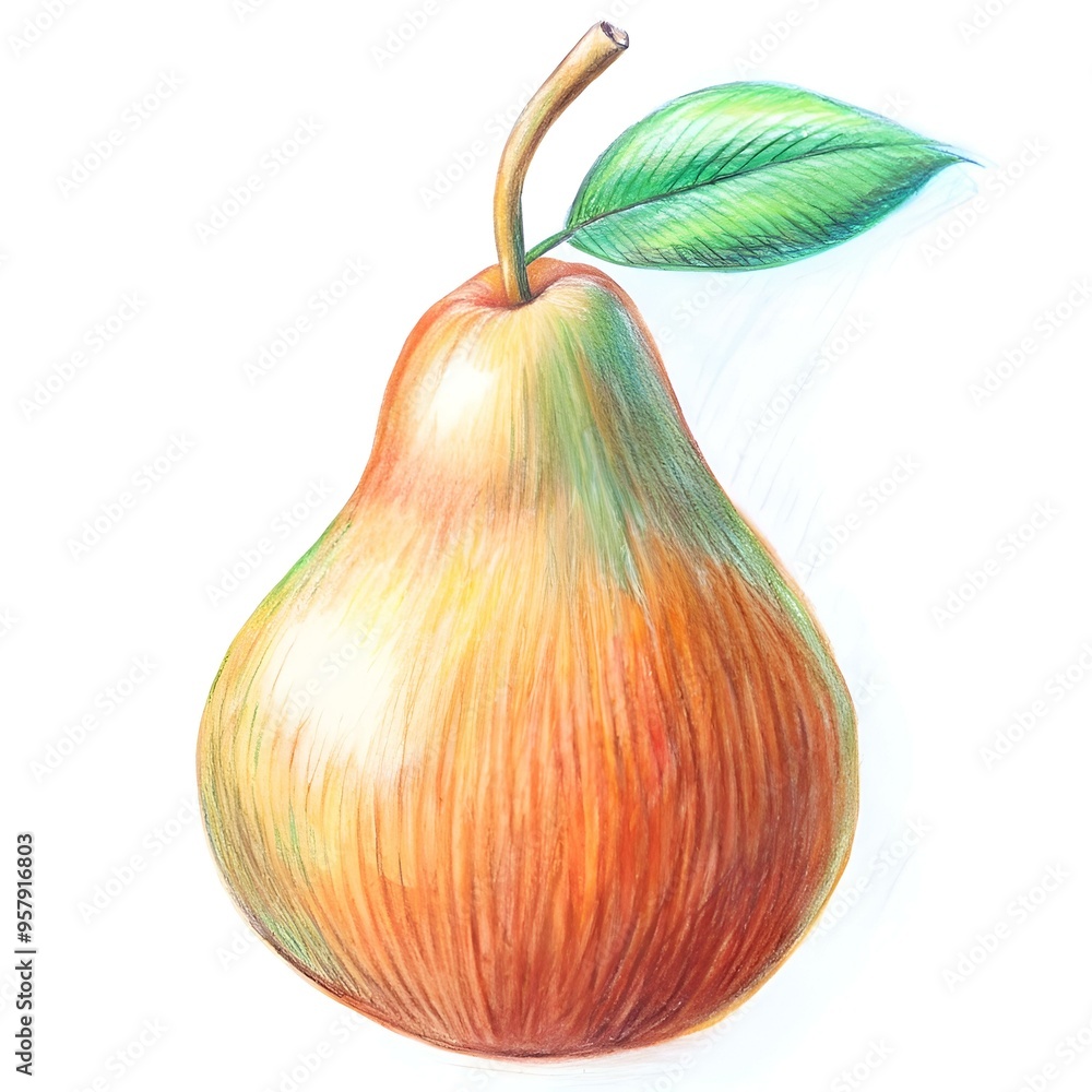 Poster a hand drawn illustration of a pear with intricate details. perfect for adding a touch of nature to 