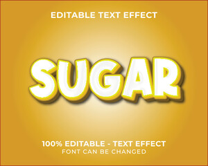 Editable text effect sugar 3D text effect with yellow background