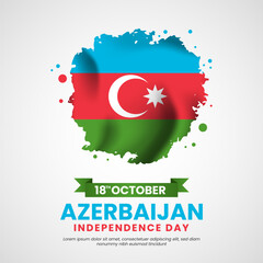 Azerbaijan Independence day background with Azerbaijan brush grunge flag style. Suitable for greeting card, poster and banner.