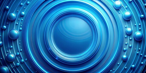 Close-up shot of a blue backdrop with central circular object surrounded by smaller circles