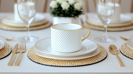 Elegance and Wealth: Gold Bullion on Designer Table Setting with Copy Space, Selective Focus, Ultra HD
