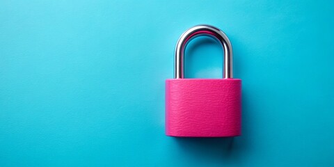 Pink padlock on blue background with a single padlock in center