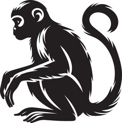 Monkey animal Silhouette isolated on white background Minimalist monkey vector illustration