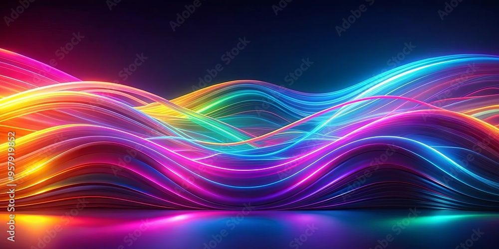 Poster Vibrant abstract neon waves background with dynamic colors