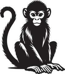 Monkey animal Silhouette isolated on white background Minimalist monkey vector illustration