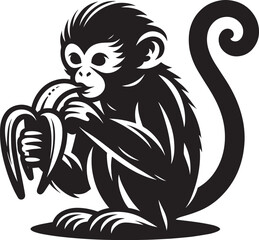 Obraz premium Monkey animal Silhouette isolated on white background Minimalist monkey vector illustration