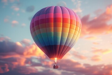 Fototapeta premium Double exposure photography of Hot Air Balloon at Sunrise Colorful