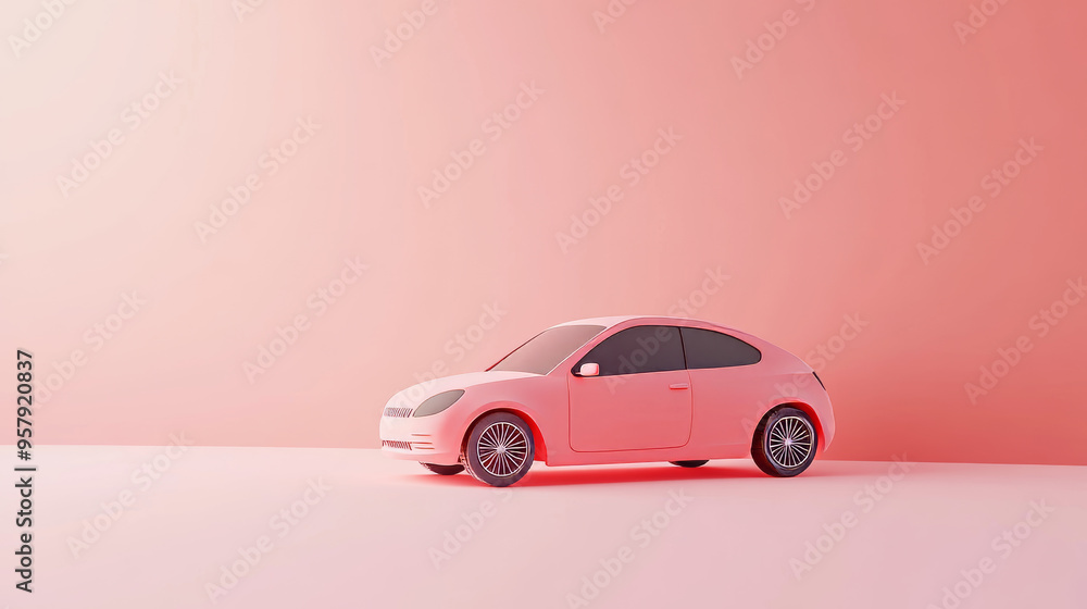 Fototapete create a 3d rendering of an automobile or minimal car icon against a clean, neutral background. the 