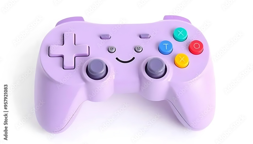 Wall mural purple gaming controller with colorful buttons