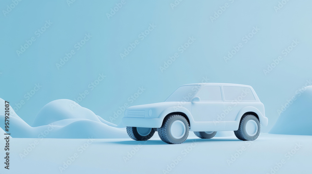 Fototapete create a 3d rendering of an automobile or minimal car icon against a clean, neutral background. the 