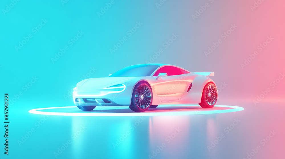 Fototapete create a 3d rendering of an automobile or minimal car icon against a clean, neutral background. the 