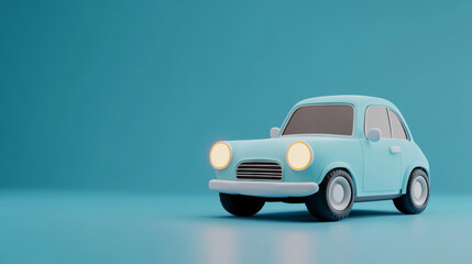 Create a 3D rendering of an automobile or minimal car icon against a clean, neutral background. The design should be suitable for mock-ups and web banners, featuring a cartoon-style interface. The car