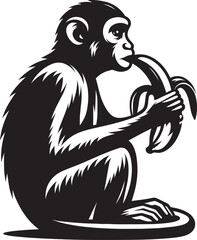Monkey animal Silhouette isolated on white background Minimalist monkey vector illustration