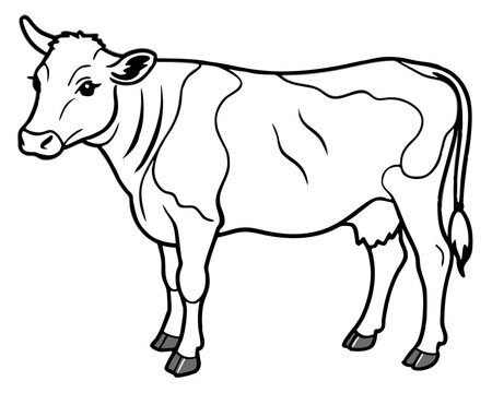 recommend clip art: Hand drawn line art cow vector illustration
