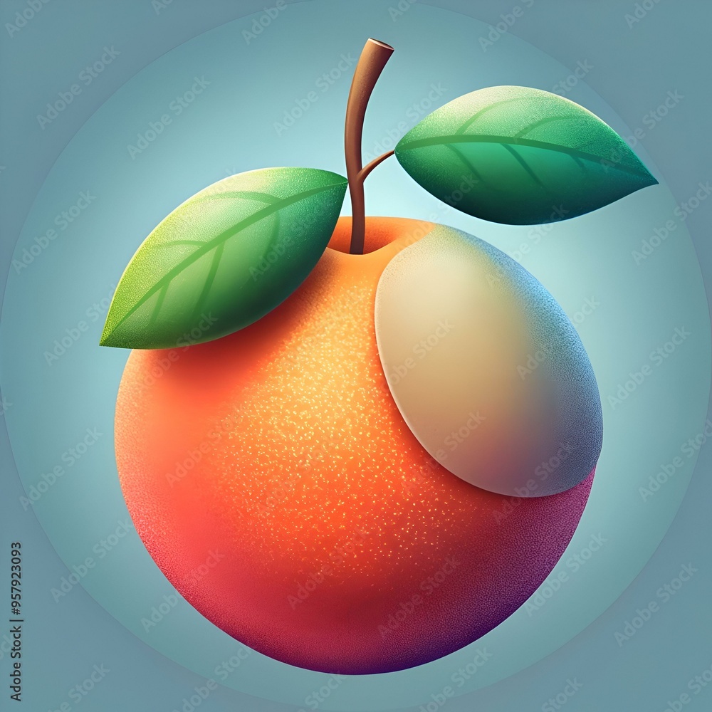 Poster a vibrant and playful illustration of a cartoon orange with a single leaf. perfect for adding a touc