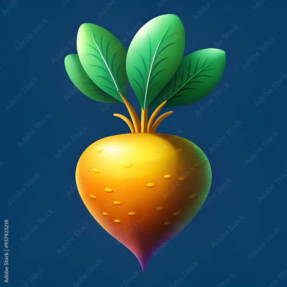 Poster a cheerful and vibrant 3d illustration of a parsnip. perfect for adding a touch of fun and freshness