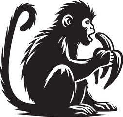 Monkey animal Silhouette isolated on white background Minimalist monkey vector illustration