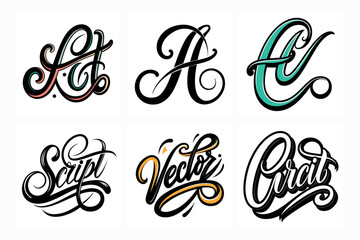 Creative Cursive Letters line art Vector Art Illustration  – SVG Design.
