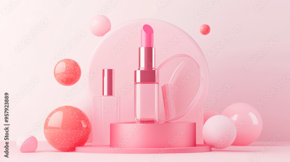 Aufkleber 3d rendering of a cosmetics icon on a clean background, perfect for mock-up and web banner use. this