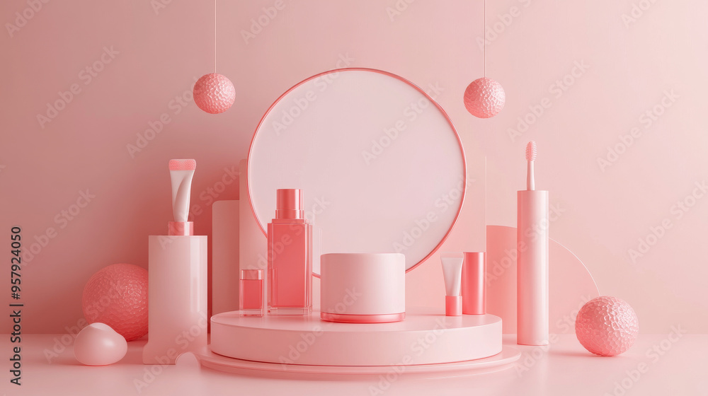 Poster 3d rendering of a cosmetics icon on a clean background, perfect for mock-up and web banner use. this