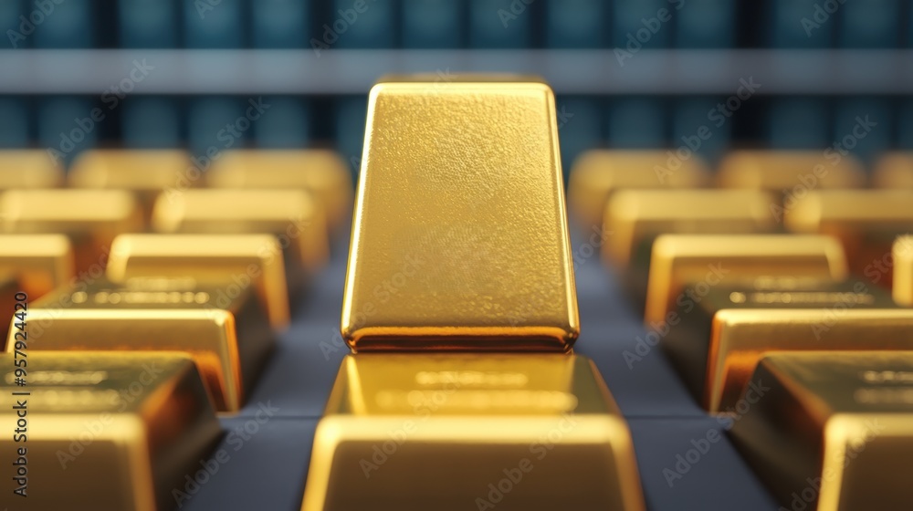 Poster digital security vault with virtual gold bars interface, vibrant colors copy space.