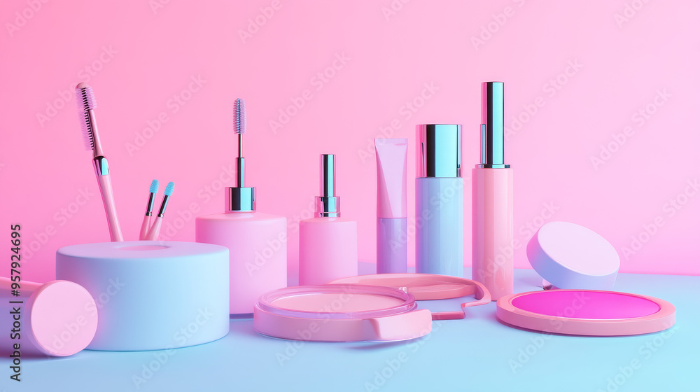 Poster 3d rendering of a cosmetics icon on a clean background, perfect for mock-up and web banner use. this