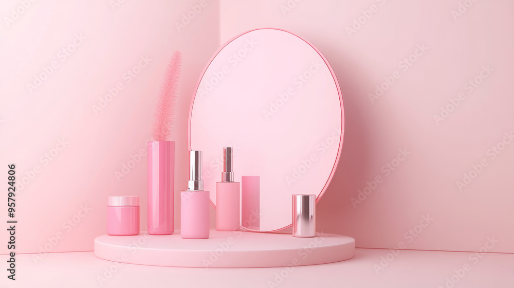 Poster 3d rendering of a cosmetics icon on a clean background, perfect for mock-up and web banner use. this