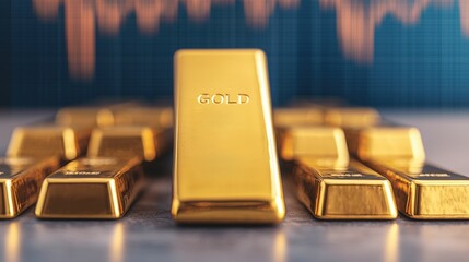 Golden Opportunities: Closeup of Gold Bars Futures Trading Charts in Modern Financial Setting with Copy Space, Selective Focus, Ultra HD