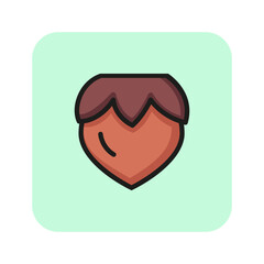 Hazelnut line icon. Nut, food, nature. Nature concept. Vector illustration can be used for topics like nature, forest, ecology, diet, healthy eating